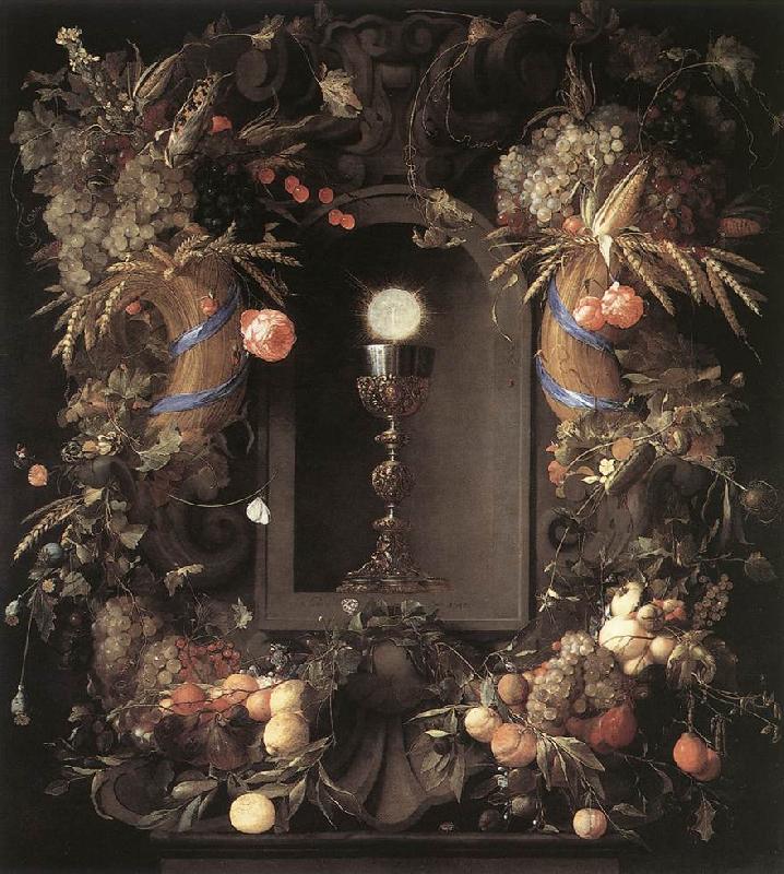 Jan Davidsz. de Heem Eucharist in Fruit Wreath oil painting image
